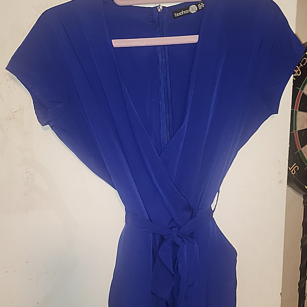 Boohoo Cobalt Blue Tie-Waist Jumpsuit